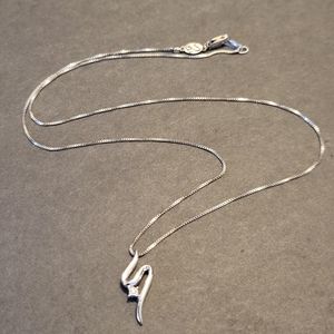 Silver Pendant Necklace with Diamond